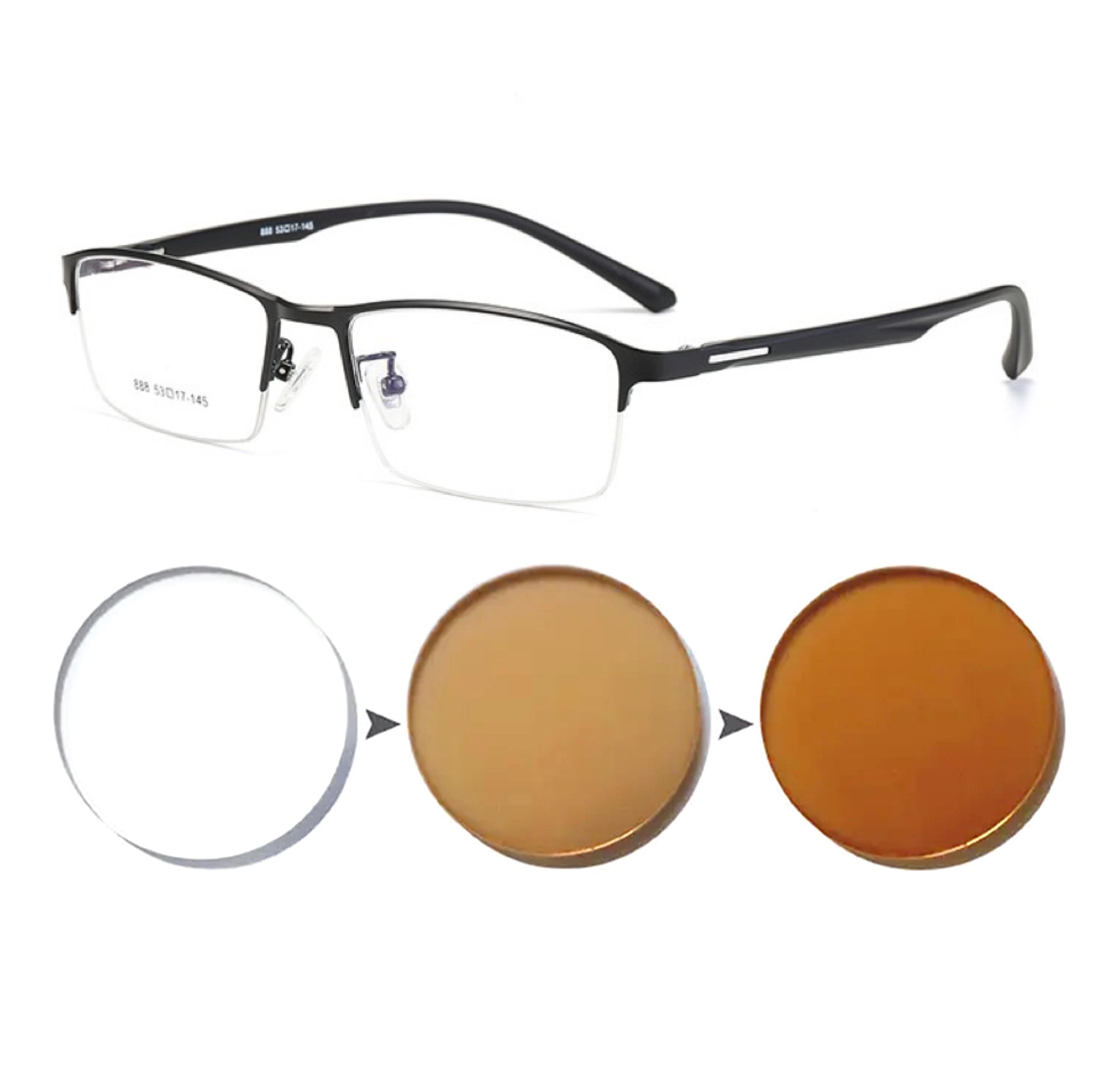

Sun Photochromic Finished Myopia Glasses Women Men Metal Half Frame Chameleon Short-sight Eyewear 0 +0.5 +0.75 +1.0 +3.0 To +6.0 3.5
