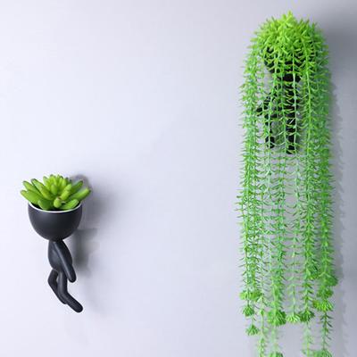 1 Set Hanging Flower Pot Unique Shape Eco-friendly Ceramic Cartoon Human Statue Flower Pot Home