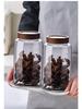 Large Glass Storage Jar with Acacia Wood Lid for Dried Tangerine Peel, Tea, Grains, and Pickling.