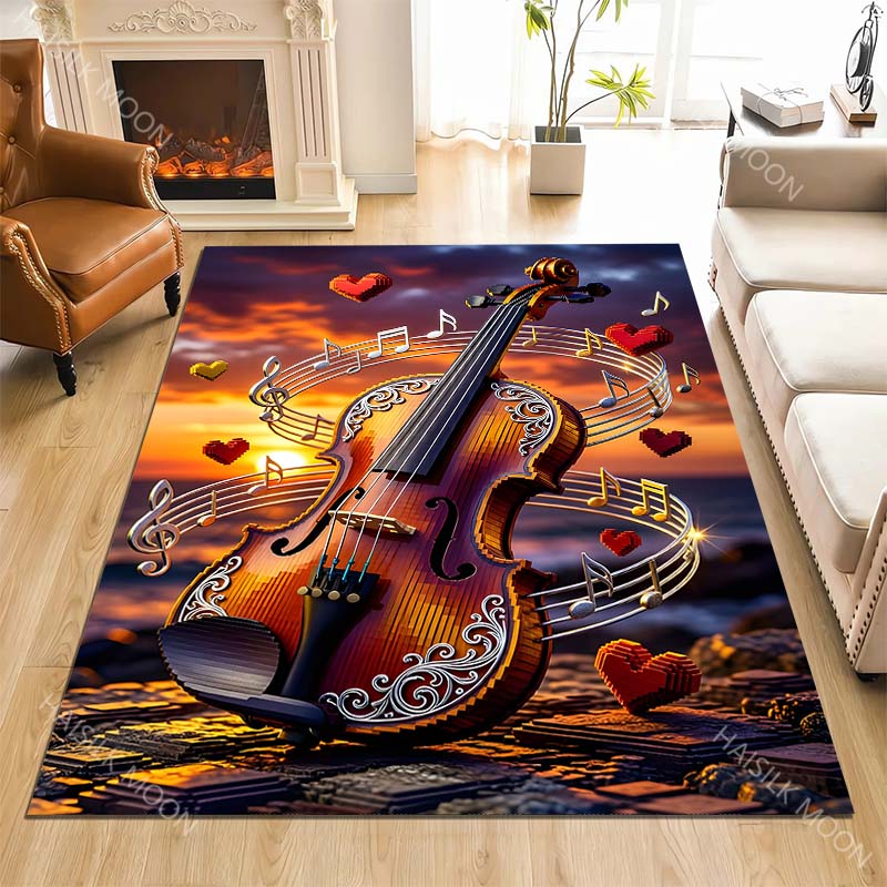 1PC Dream Violin Print Carpet for Living Room Bedroom Sofa Home Decor Rus Non-slip Floor Mat Luxury Gift Multiple Sizes