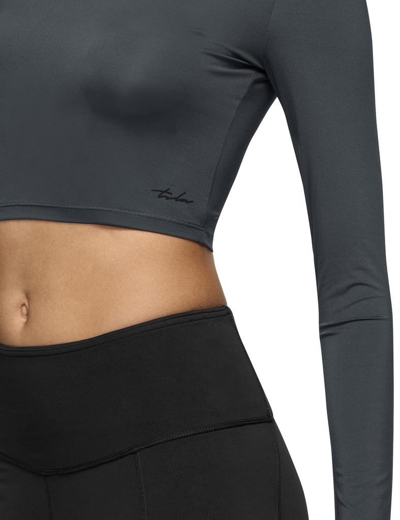 Tesla Cropped Lung Compresie Uscat Solid Toate Perfect pentru și Tricou de Damă, Mânecă, Absorbție Umiditate, Uscare Rapidă, Elastic, Material, Îmbrăcăminte Sport,
