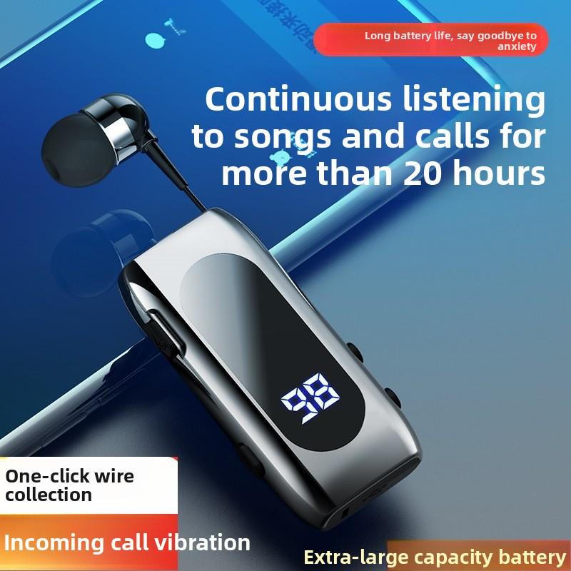 QUEED Electric Vibration Bluetooth Headphones, Lapel Type Telescopic Pull Cable, Smart Bluetooth Headphones, Sports Single-ear in-ear Type, Universal
