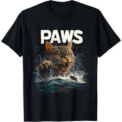 Paws Thriller Horror Movie Parody Funny Cat And Mouse Humor T-Shirt for Men Women Kids