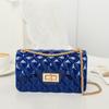 New Women's Bag Fashion Rhombus Glossy Jelly Bag Thick Chain Oblique Span Bag Women's
