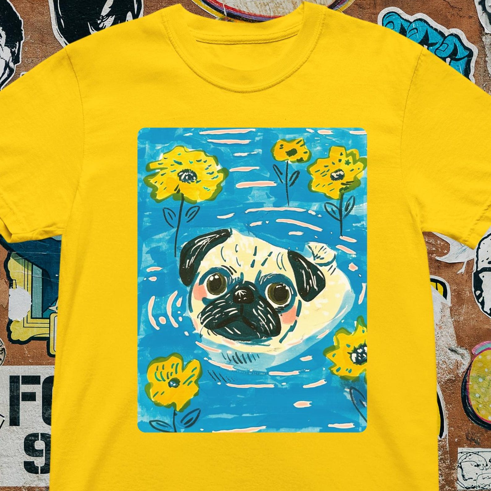 Swimming Pug T-Shirt: Funny Dog Lover Gift 4XL