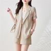 Women's 2025 Summer Loose Short-Sleeve Blazer & Wide-Leg Shorts Two-Piece Set