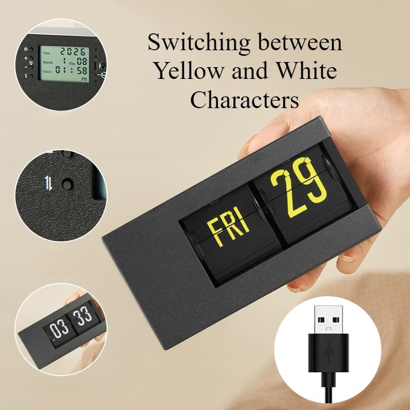 Flip Clock Calendar Table Watch Modern Silent Digital Desk Clocks Minimalist Aesthetic Luxury Tabletop Watches Home Decorations