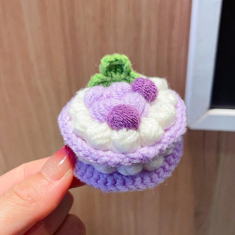 Charming Crochet Fruit Keychain: Persimmon & Strawberry Wool Pendants