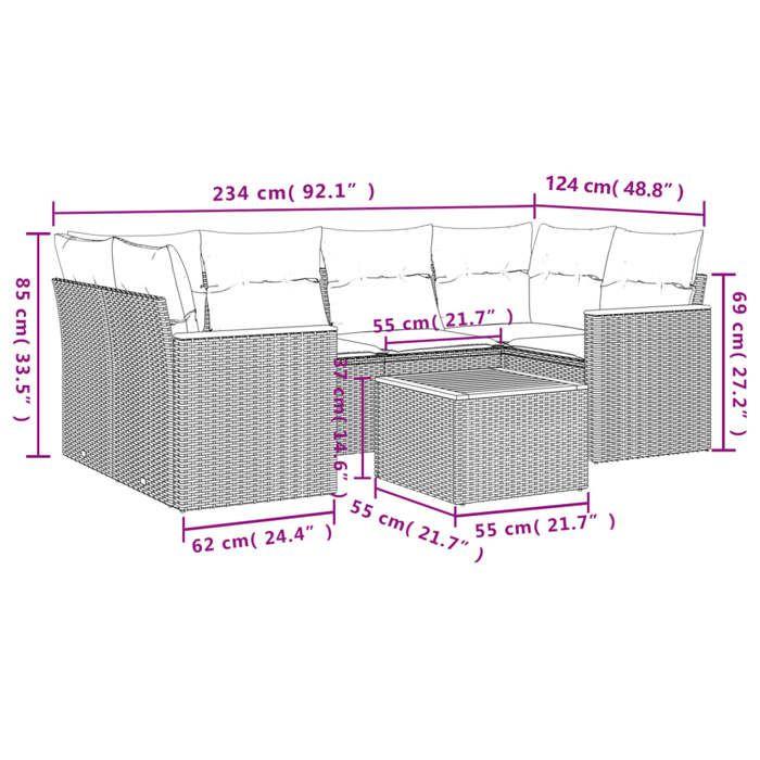 VidaXL Garden Lounge Set with Cushions 7 Pcs, Patio Sofas, Patio Furniture Set, Outdoor Furniture, Grey 3225801