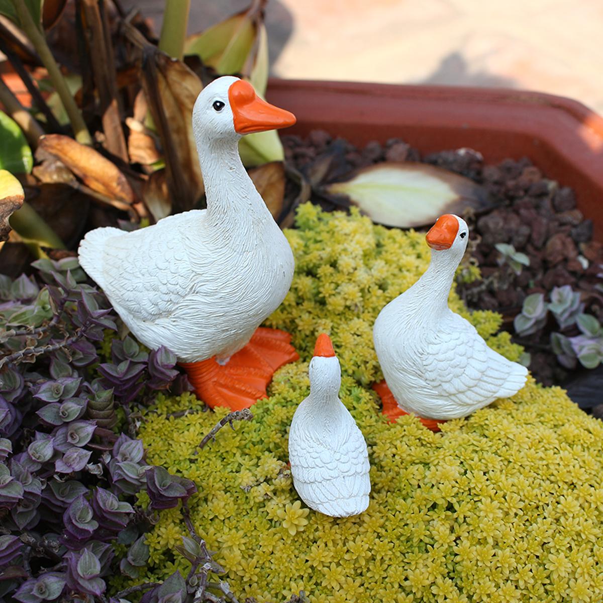 

3-pcs creative three geese, garden bonsai decoration animal ornaments, garden decoration resin crafts білий