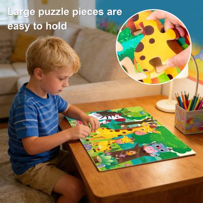 24/48/60 ks/sada Kreslené puzzle Hračka Zvíře Vozidlo Dinosaurus Předškolní Vzdělávací Puzzle Hra Batolata Chlapci