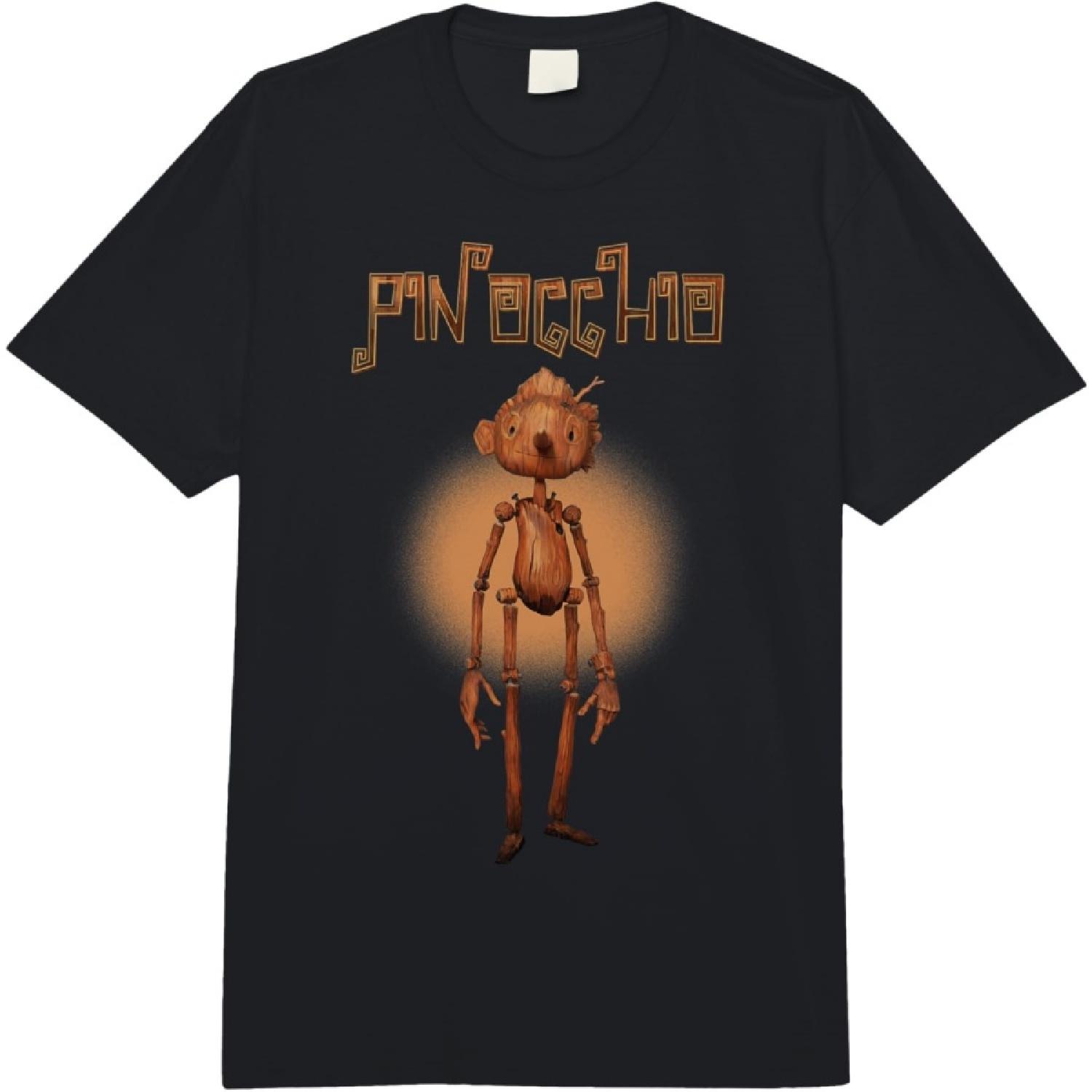 Футболка унисекс с длинным рукавом Comfort Colors, тяжелый хлопок, с портретом Пиноккио Гильермо дель Торо в оранжевом свечении S