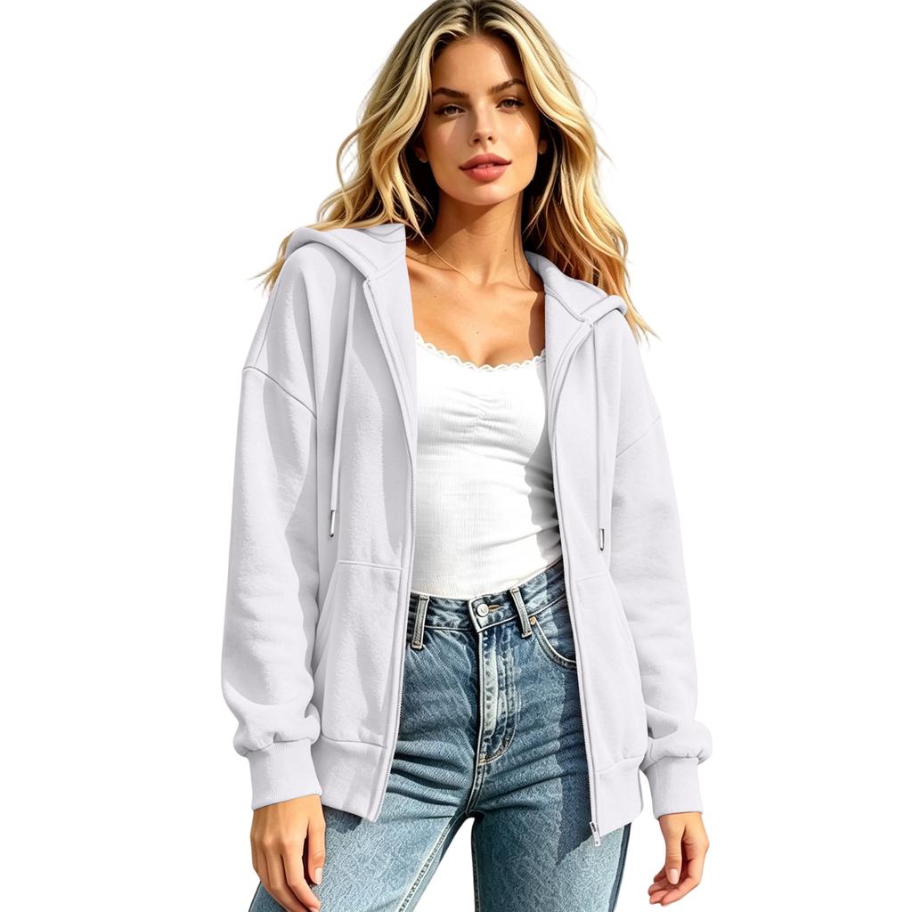 Women's Oversized Hoodie Casual Long Sleeve Zip-Up Sweatshirt for Everyday Wear