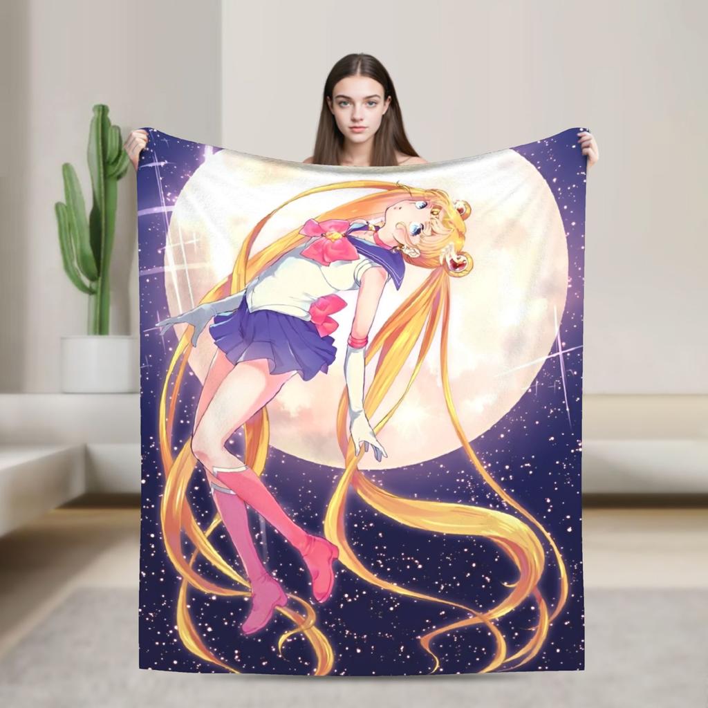 S-Sailor M-Moon Anime Blanket Camping Flannel Bedding Throws For Living Room Warm Soft Design Quality Bedspread Gift