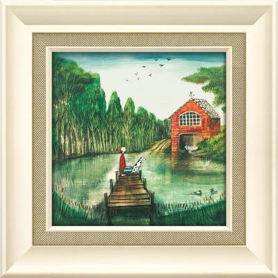 YouPower Joe Lamb Gel-Coated Square Art Frame, Small, "Boathouse