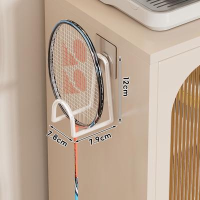 Wall-Mounted Badminton Racket Rack Punch Free Metal Tennis Racket Shelf Adhesive Pickleball Rackets Wall Holder
