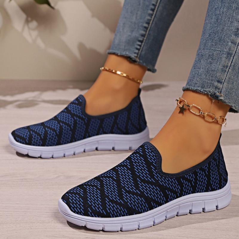 Women's New Summer Solid Casual Shoes Slip-on Flat Shoes Breathable Lightweight Large Size Flying Woven Shoes