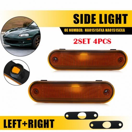 4X For 1990-2005 Mazda Miata MX-5 Amber Lens Front Side Marker Light Housings EA