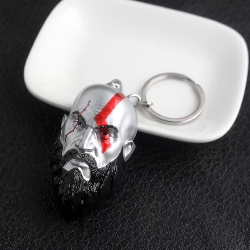 Von Gott Krieg 4 Kratos 3D Kopf Schlüsselanhänger Leviathan Axt Schlüsselanhänger Ring Metall Schmuck