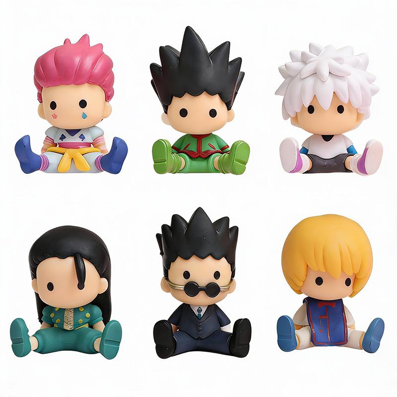 In Stock 7cm Anime Hunter x Hunter 5PCS Q Version PVC Figure Set Gon Killua Sitting Collectible Gift