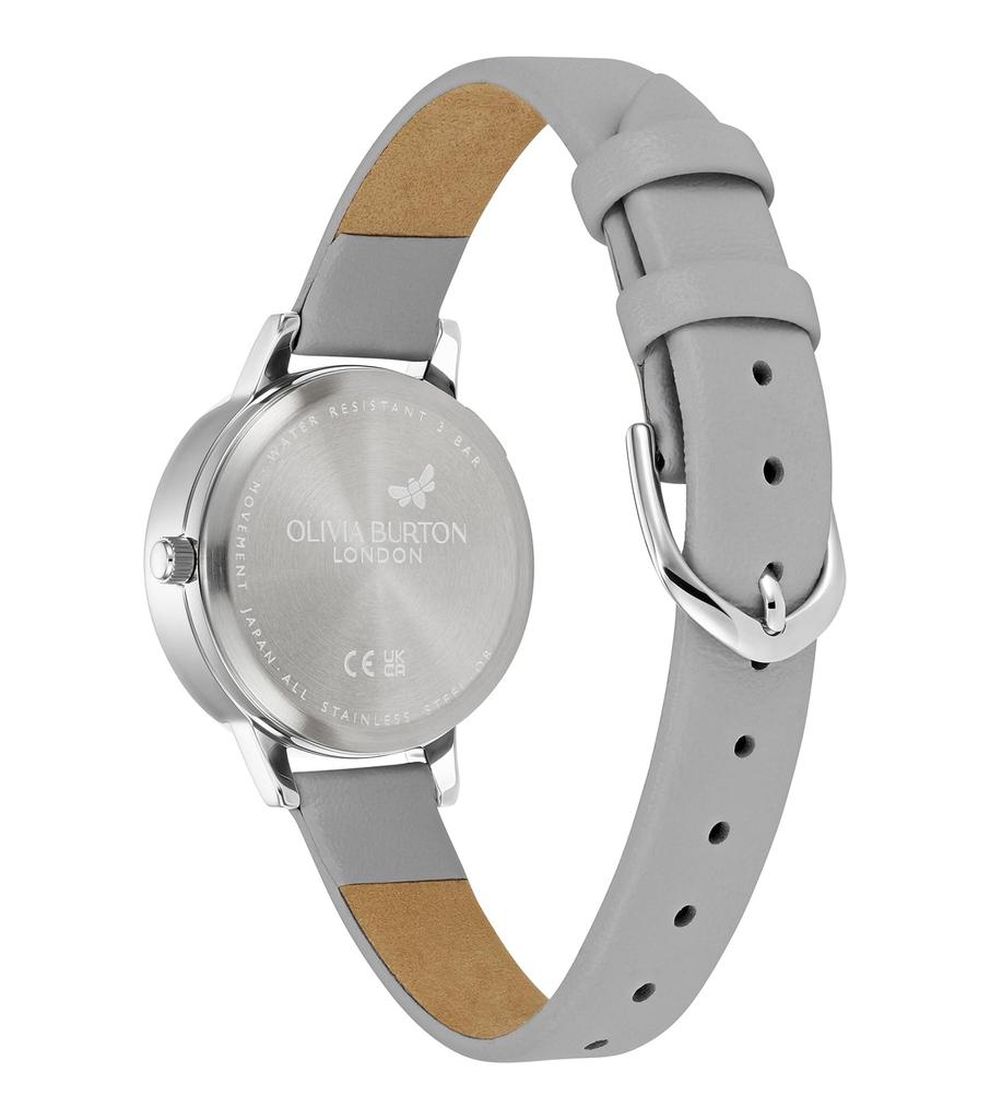 Authorized Dealer Olivia Burton Watch 24000223 3D Flower Midi Silver White Earl Grey Leather [OLIVIA BURTON] Women's