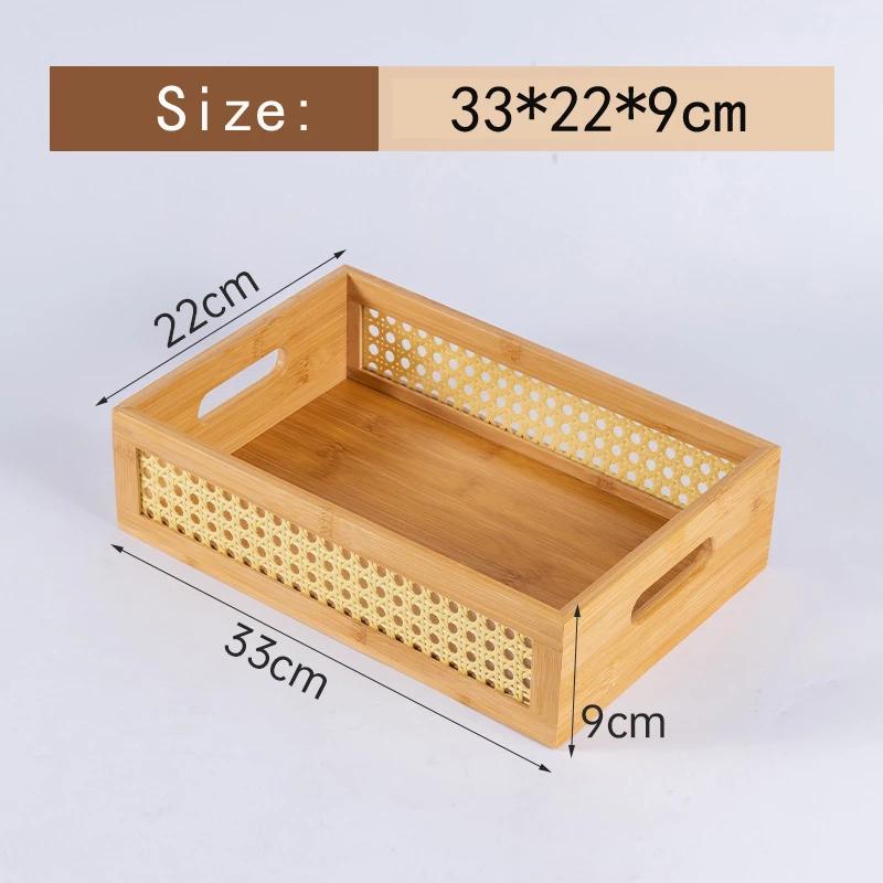 Боковой органайзер-решетка из бамбука, Коробка для сортировки косметики в спальне, Настольный органайзер для гостиной, настольный, прямоугольный поднос, Акриловый