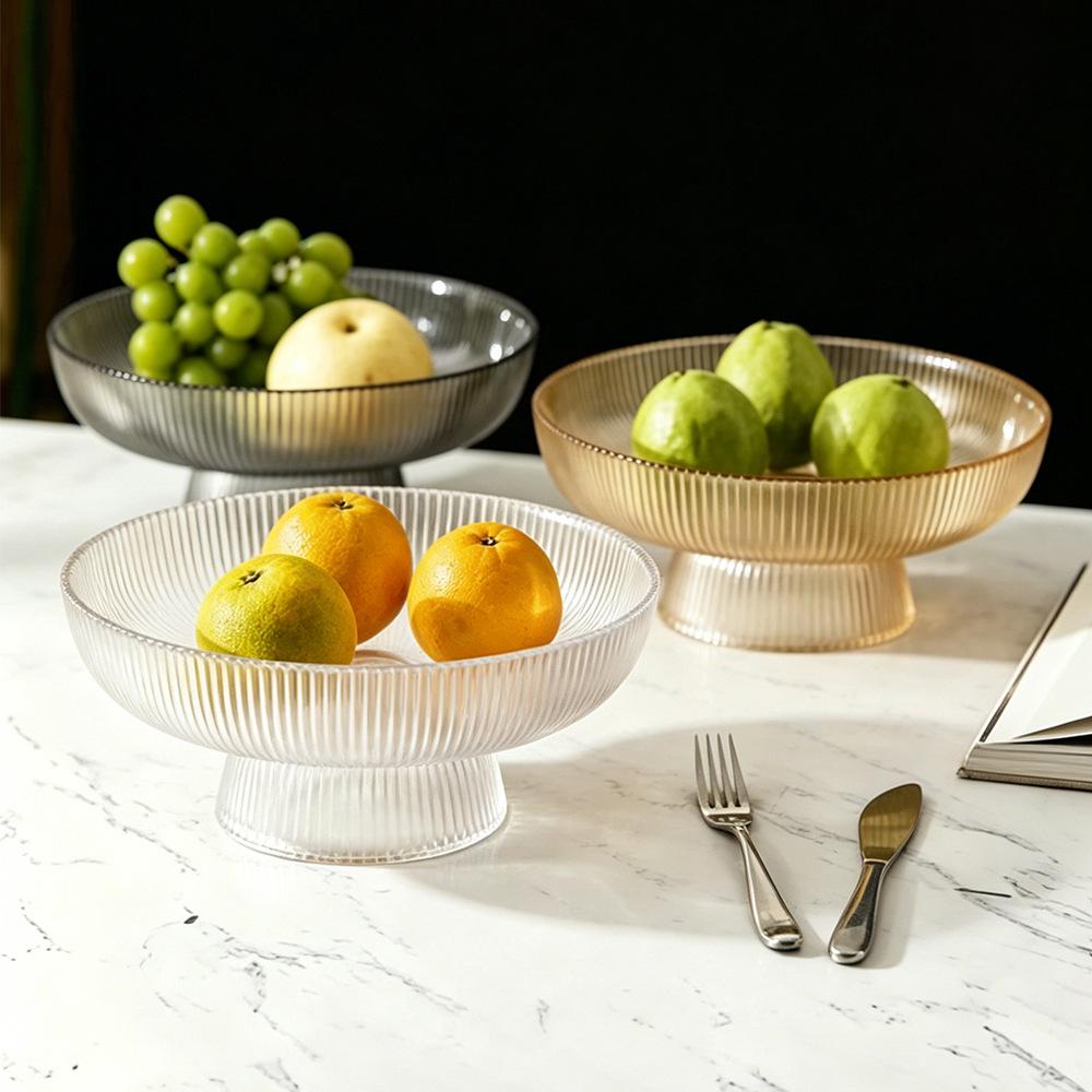 Elegante hohe Glas-Obstschale für Zuhause und Büro - Leichter Luxus-Stil