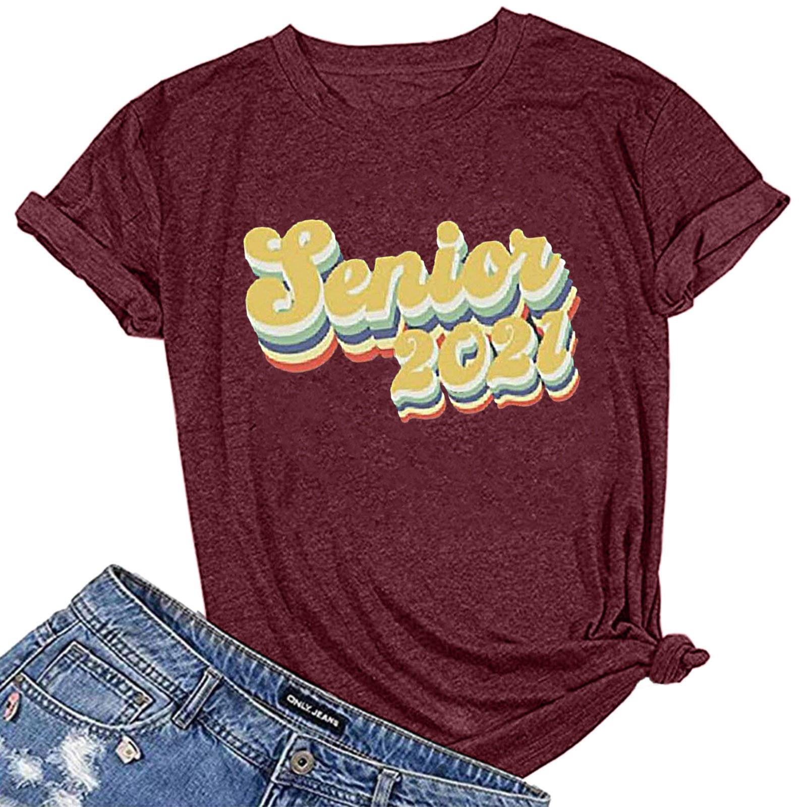 

Women Letter Printing Short Sleeve Shirt Casual Tops Blouse L винный