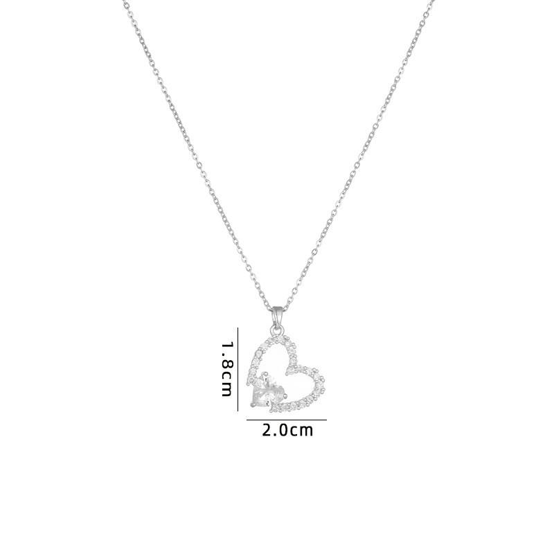 Hot Sell Heart Zircon Pendant Necklace Stainless Steel High Quality Geometric Choker Jewelry Party Gifts For Women Girls