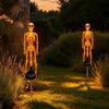 Spooky Garden Path Lighting 2Pcs Solar Skeleton Stake Light Halloween Glowing Realistic Figurine Waterproof Stakes for Yard Outdoor Lawn Lamp Party