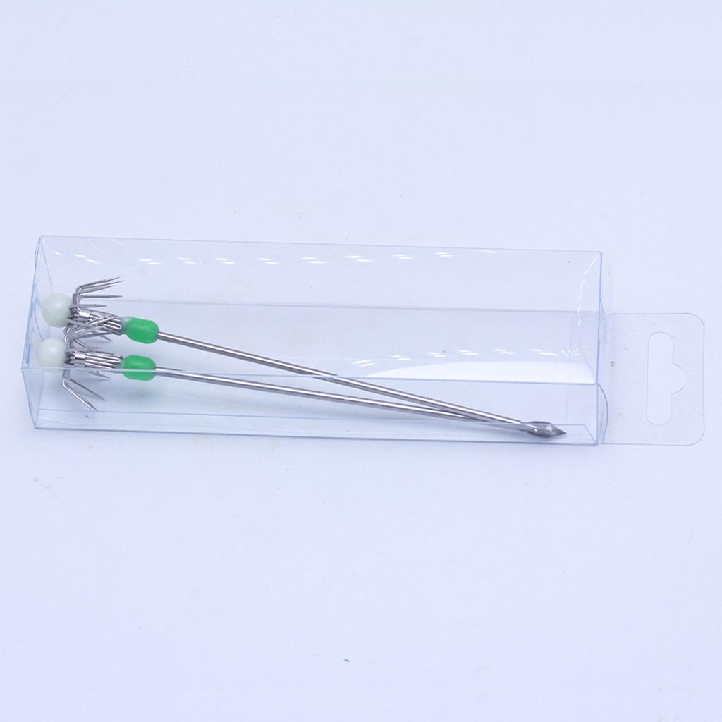 2Pcs Luminous Squid Jig Hooks Double/Single Layer Squid Live Shrimp Hook Stainless Steel Rod Octopus Fishing Hooks