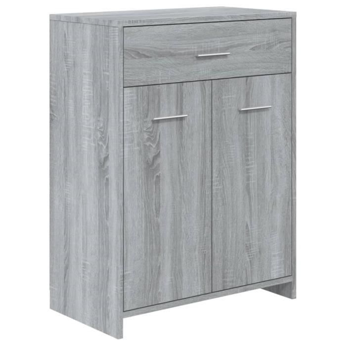 Armoire de Bain - Sonoma - Gris - 60x33x80 cm - Bois d'ingénierie - Style Classique