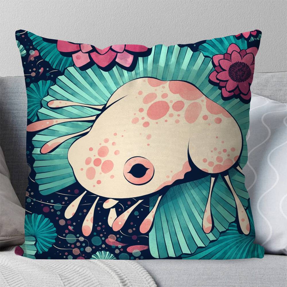 Interesting Retro Frog Pillow Case Fashion Square Pillowcase Bedroom Sofa Room Ins Decoration Leisure