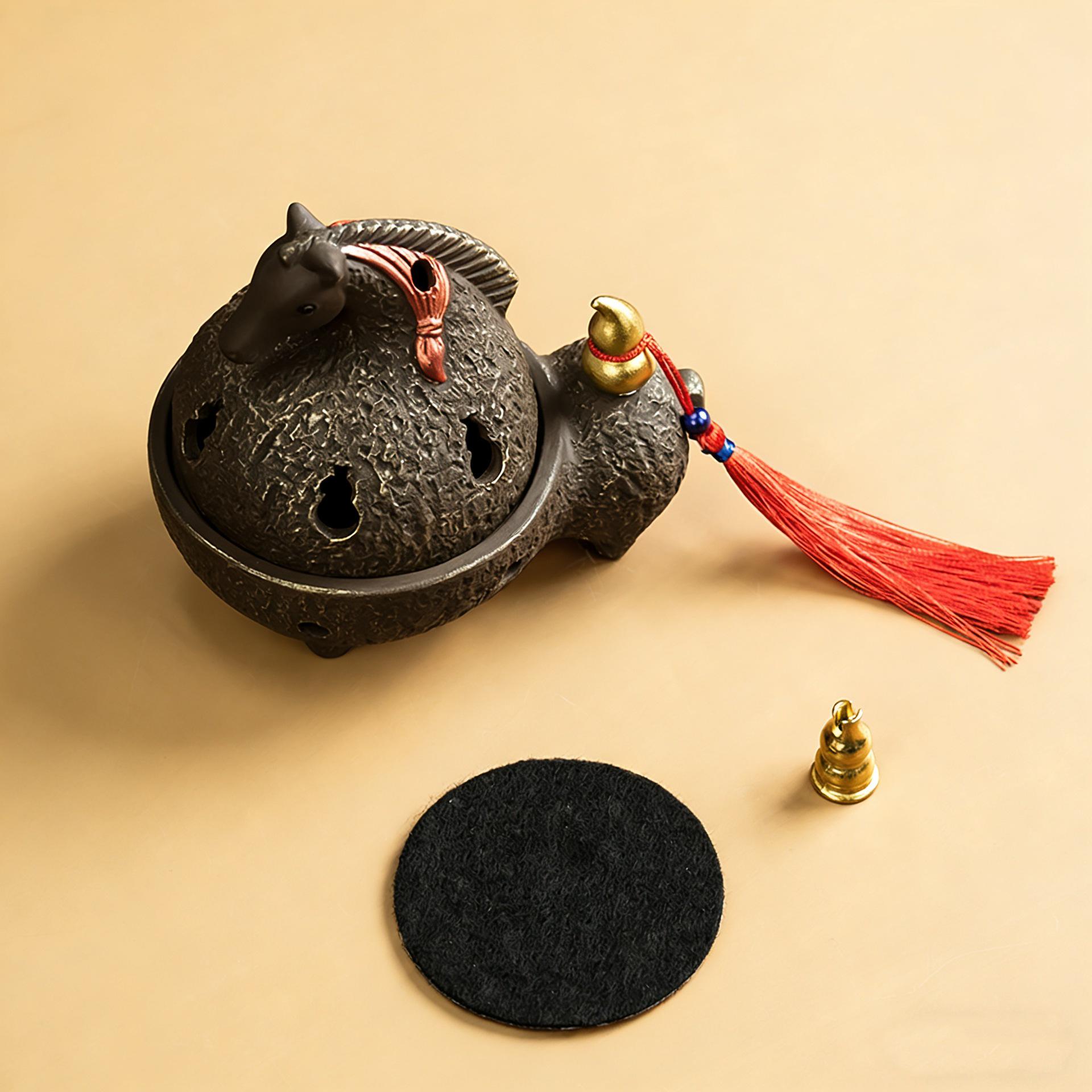 Fortune Horse Zodiac Fragrance Burner: Auspicious Tea Pet & Incense Stick Holder