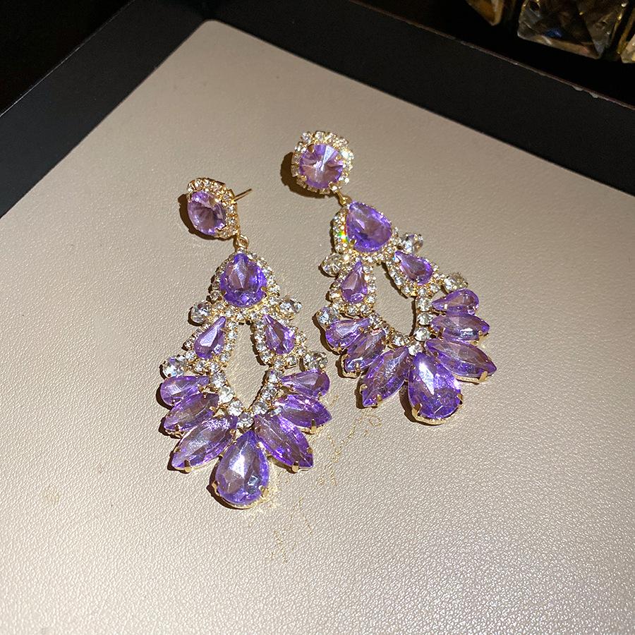 

Silver Needle Diamond Hollow Geometric Water Drop Tassel Earrings Cross-border Court Style Earrings Light Luxury Premium Earrings