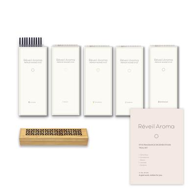 Reveil Aroma Incense Made In Low 5 Scents Including and Cherry with Short Incense Burner Sticks, Japan, Smoke, Sandalwood, Osmanthus, Blossom,