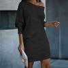 Women's Mid-Length Oblique Shoulder Sequin Dress