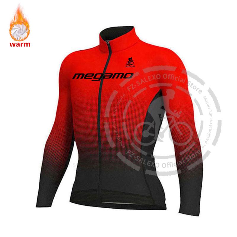 Megamo Set Termico Invernale in Pile a Manica Lunga per Ciclismo Abbigliamento Mountain Bike Maglie da Bicicletta da Uomo Abbigliamento Maillot Ropa Ciclismo