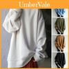Plain Color Crew Neck Loose Fit Women Sweater With Patching For Casual Winter Wear