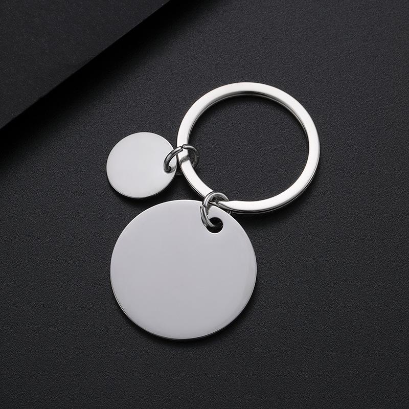 30MM Stainless Steel Laser-Printed Round Plate Keychain - Engravable Metal Gift