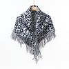 2025 Fall/Winter Retro Leopard Print Tassel Cashmere-Feel Scarf & Triangle Shawl for Women