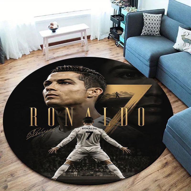 Cristiano Ronaldo Round Area Rug,Carpet Rug for Living Room Bedroom Sofa Playroom Decor,Non-slip Floor Mat