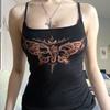 Dark Sexy Butterfly Printed Suspender Small Vest Women's American Elastic Slim Bottom Top Spice Girl New