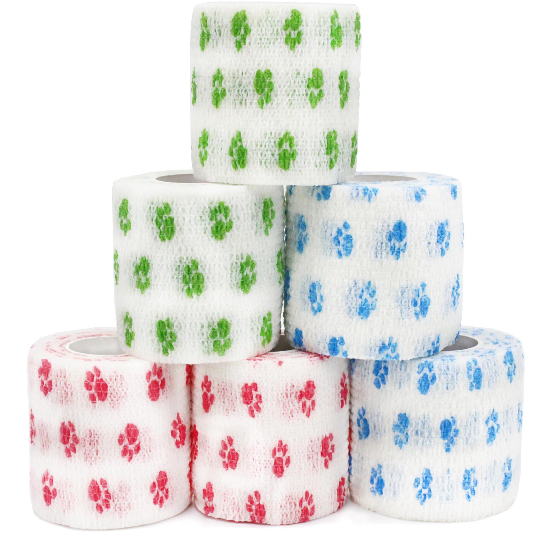 

6 рулонов 5 см самоклеящаяся повязка для ветеринара, клейкие бинты, боксерские бинты для собак, мотыги, домашние животные, запястье, заживление лодыжки