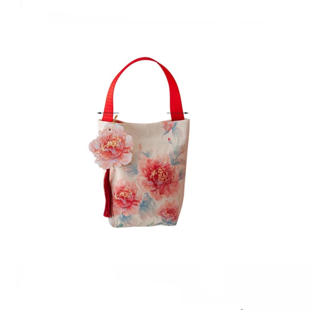 Temperament Chinese Style Handbag Printing Wedding Candy Bag Flower Tassel Wrist Bag  Festival
