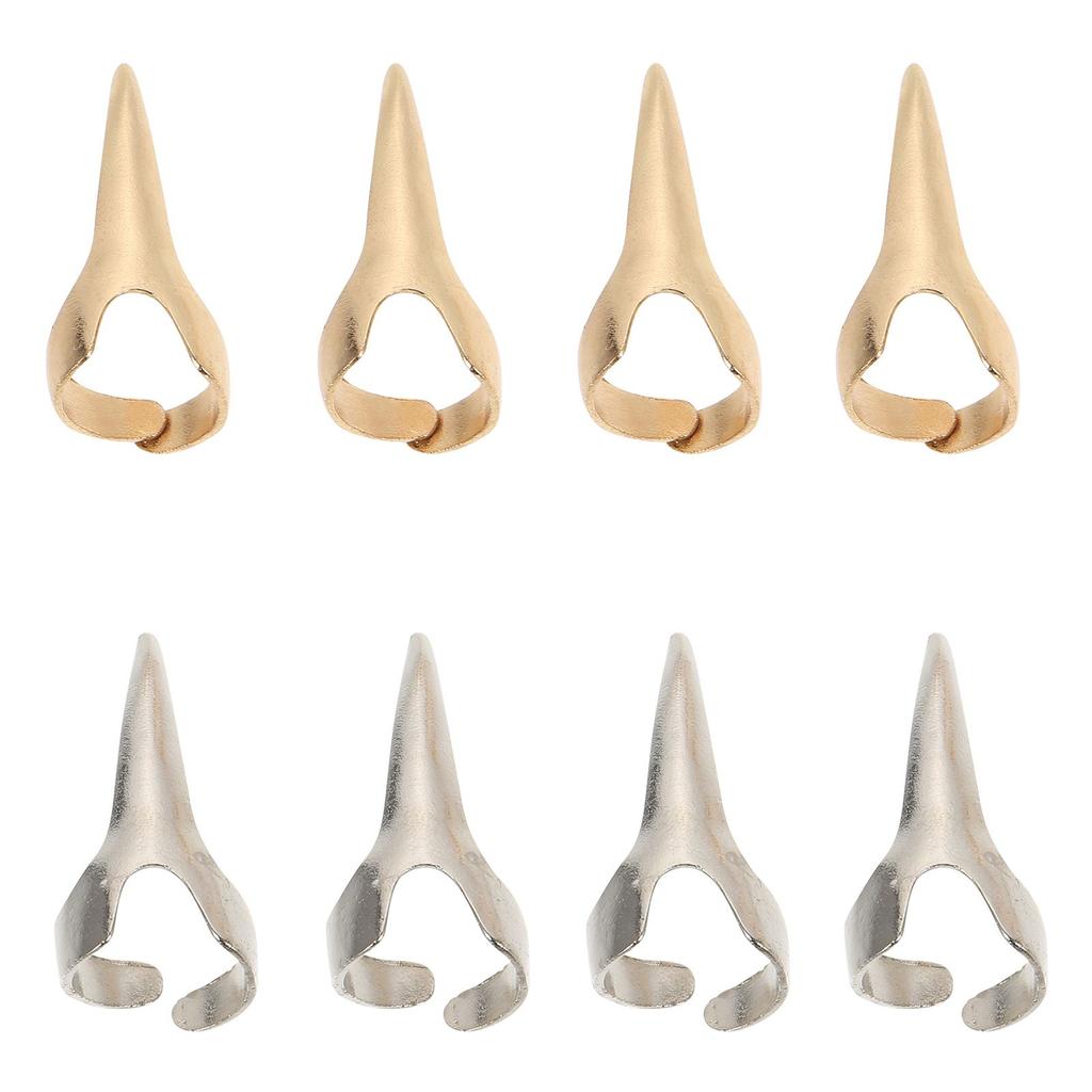 8Pcs Vintage Nail Finger Ring Punk Halloween Style Hair Separation Ring for Hair Braiding Curling Punk Claw Ring Cosplay Gifts