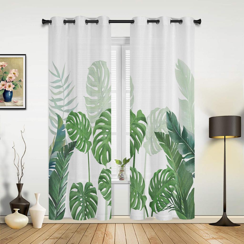 Tropische Pflanzen Monstera Fenster Vorhänge Wohnzimmer Schlafzimmer Fenster Behandlungen Haushalt Küche Vorhänge