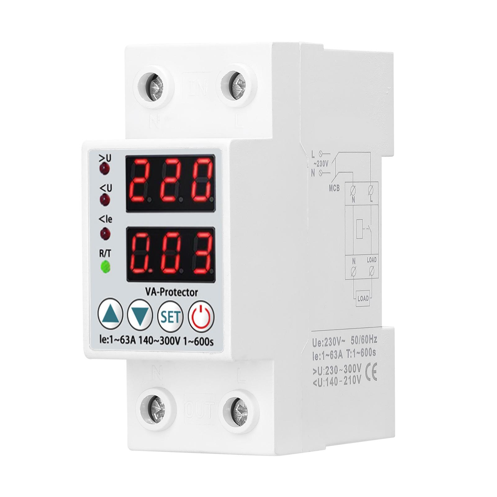

Dual Display Voltage or NaIntelligent Over-voltage Under-voltage Over-current Device Home Self-resetting Voltage or