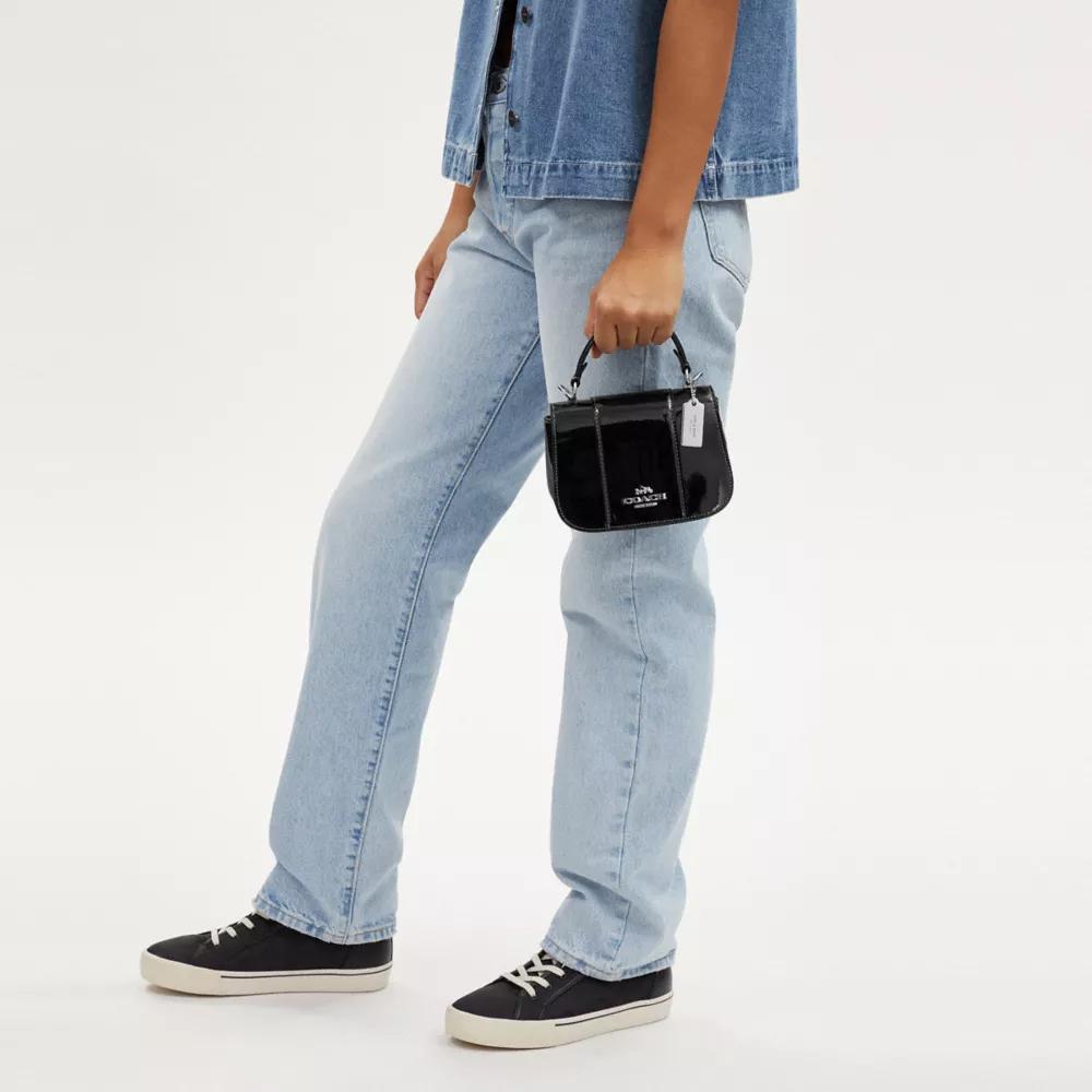 COACH Lysa Cow Leather Saddle Bag, Shoulder Bag, Crossbody Bag, Handbag Small Women's Black CN579-SVDTV
