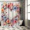 Romantic Floral Heart Shower Curtain - Vibrant Watercolor Flowers and Hearts for a Charming and Stylish Bathroom Décor